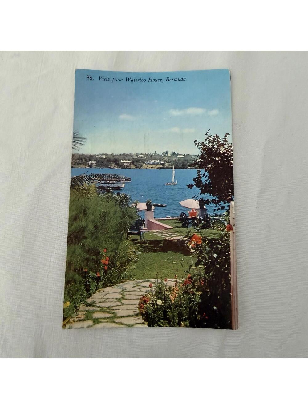 Vintage Bermuda Postcard - View from Waterloo House, Hamilton Harbour 1950s
